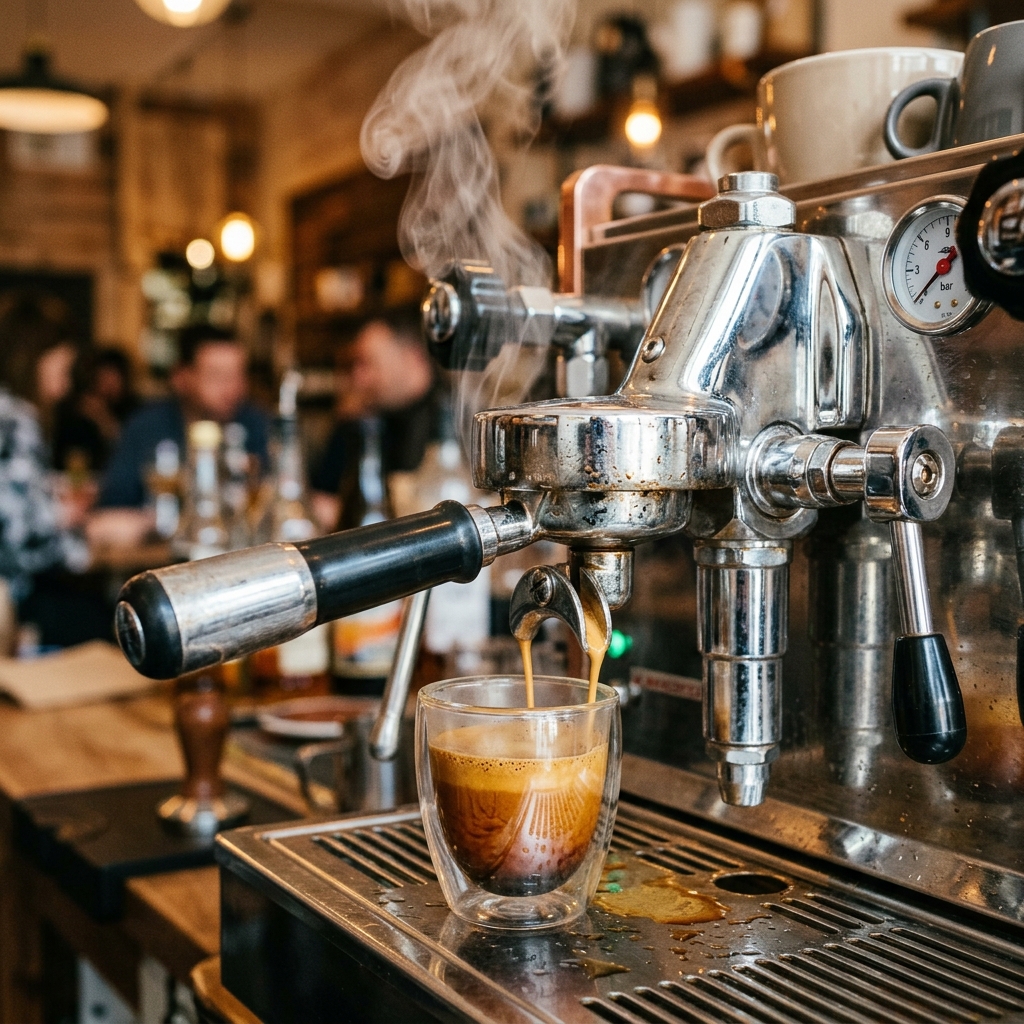 Extraction d'un espresso crémeux à l'aide d'une machine à café professionnelle